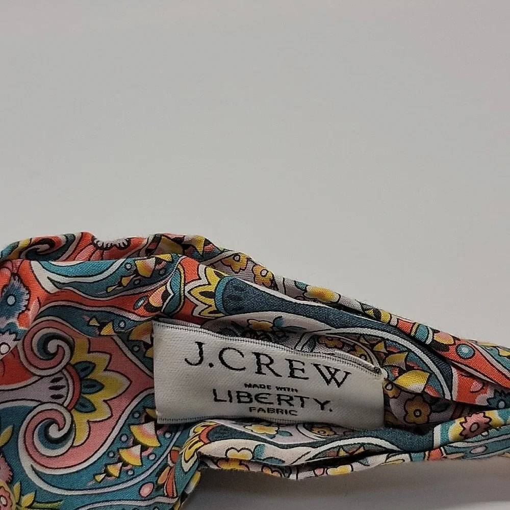 J. CREW Liberty Fabric Knot‎  Headband Paisley Floral Blue Coral Yellow Cotton